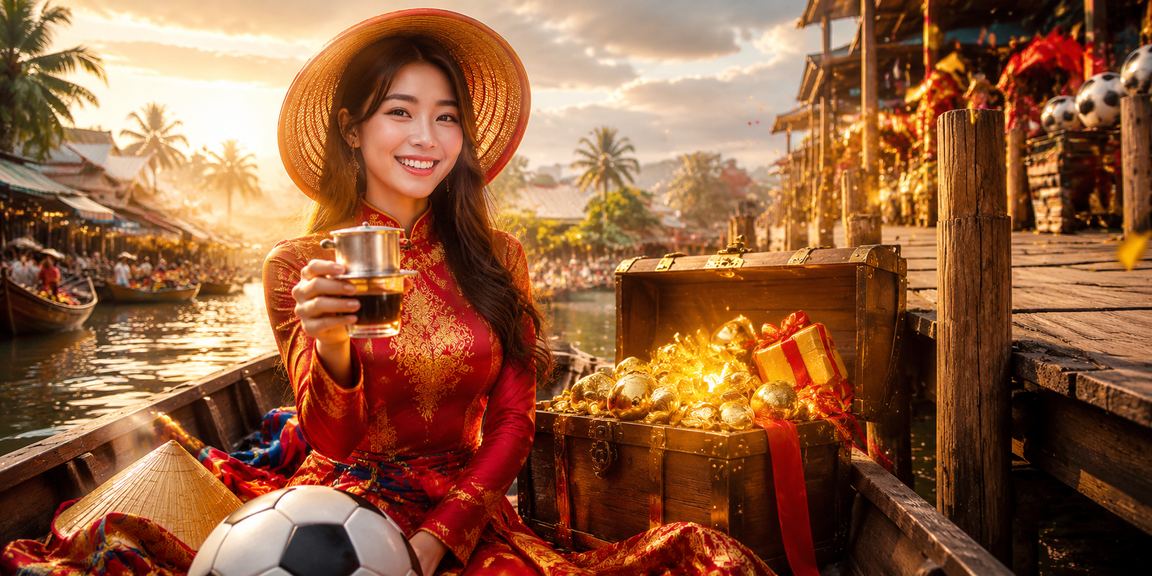 Người dùng vùng Mekong ngồi uống cà phê và xử lý giao dịch nạp tiền cá cược trực tuyến