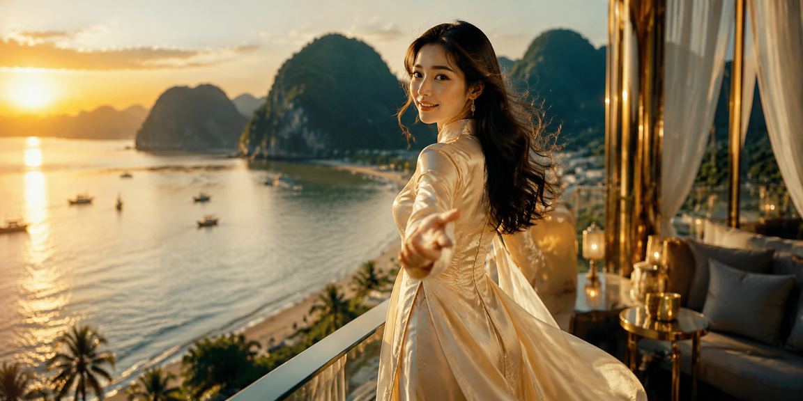 Phụ nữ mặc áo dài tại Ninh Bình dùng điện thoại xem kèo thể thao trực tuyến